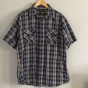Beverly Hills Polo Club Mens Plaid short sleeve Shirt. Size XL